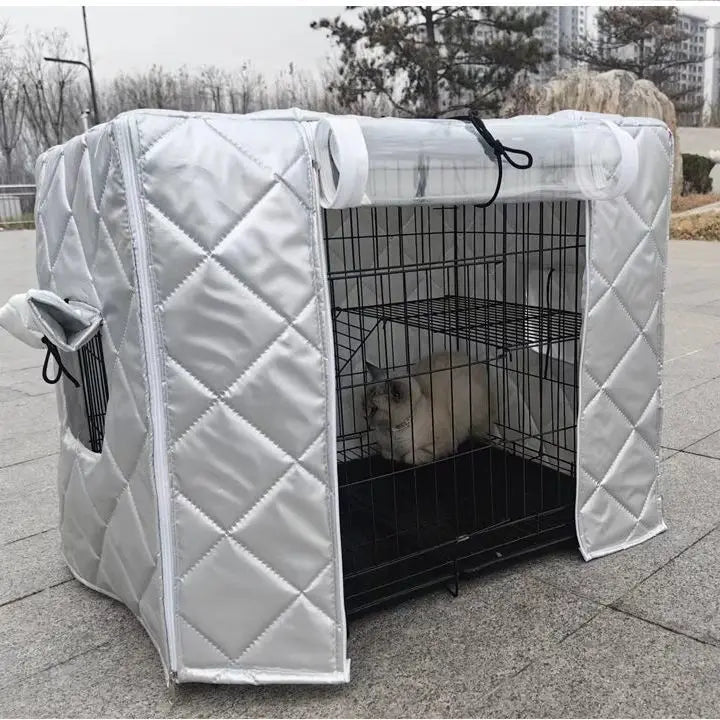 Waterproof Dog Cage Winter Outdoor shelter for Double Layer Warmth, Ox Cloth Material