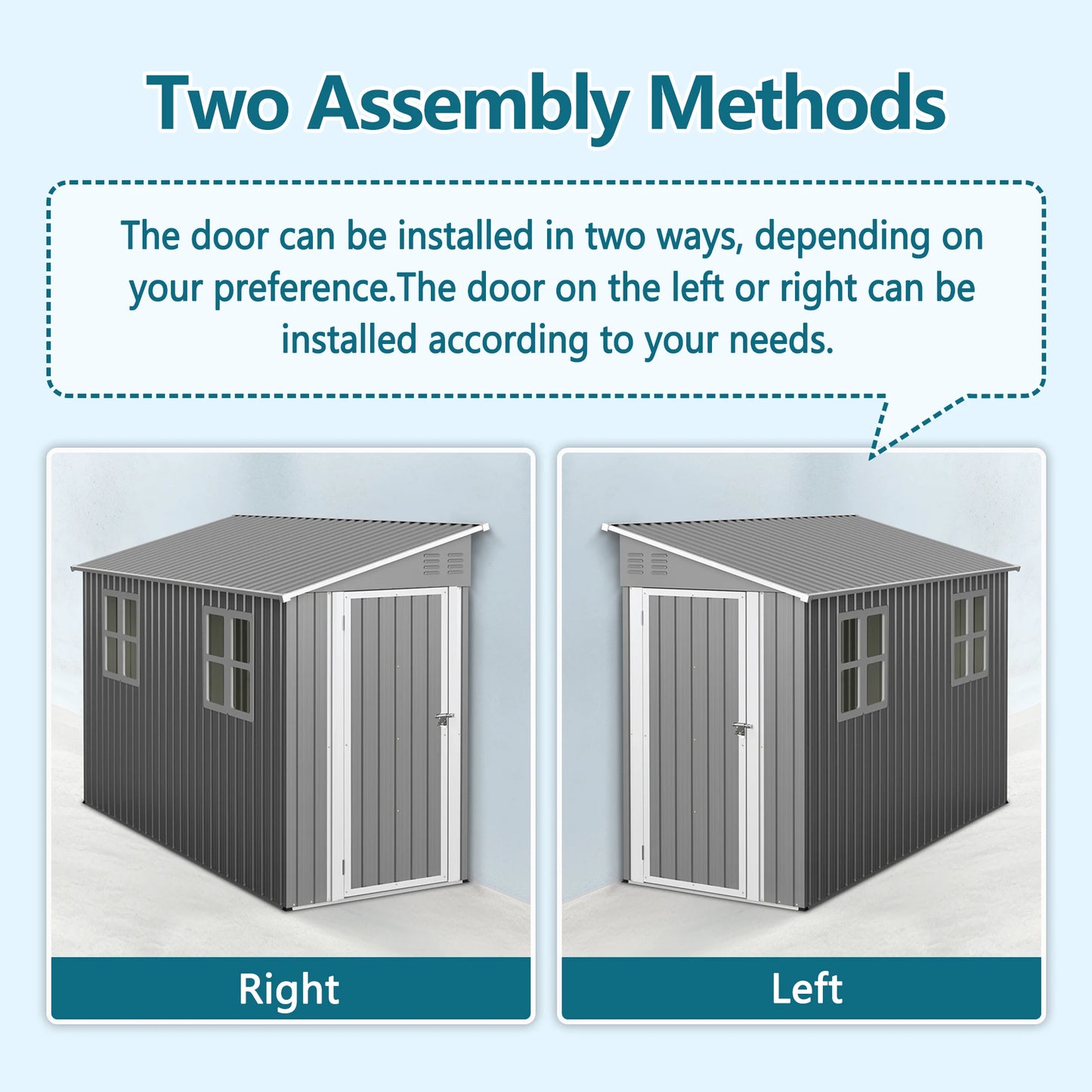 4x10 FT Galvanized Steel Outdoor Shed – Weatherproof Lockable Storage w/Sloping Roof & Window