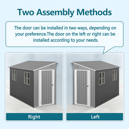 4x10 FT Galvanized Steel Outdoor Shed – Weatherproof Lockable Storage w/Sloping Roof & Window
