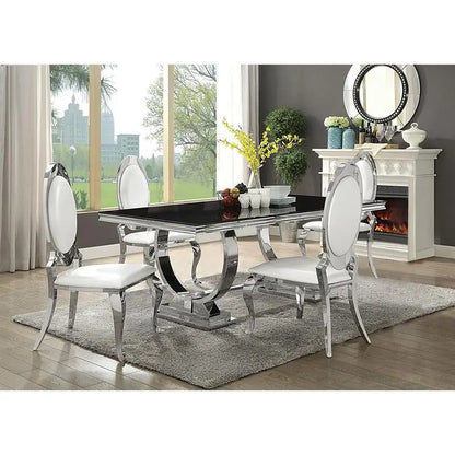 Creamy White and Chrome 5-Piece Dining Set