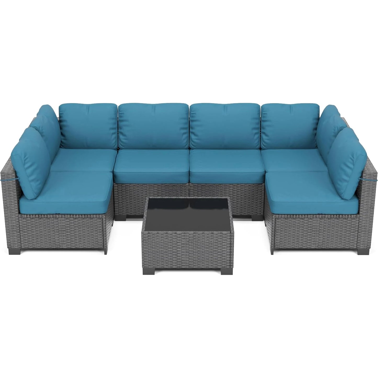 7-Piece,  Outdoor Furniture Set, PE Rattan Wicker Sectional,  Sofa Set, Perfect For Garden, Balcony, Deck ,or Patio