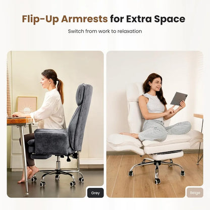Big and Tall Office Chair, Flip Armrests Executive Ergonomic Computer Gaming Chair with Foot Rest