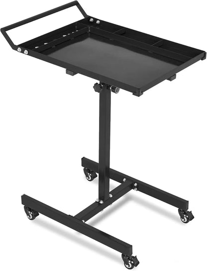 Mobile Work Table with Adjustable Height – 300Lbs Capacity Mechanic Rolling Tool Cart with Brakes for Garage Car Repair Shop