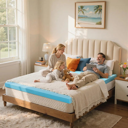 Gel Infused Memory Foam Mattress Topper, 4 Inch Soft Bed Pad for Mattress, Sofa, Blue