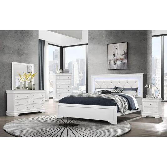 5PC White Queen Bedroom Set with Shaker Design
