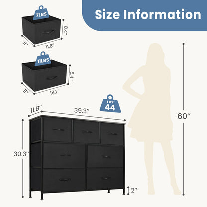 Dresser with 7 Fabric Organizer Drawers