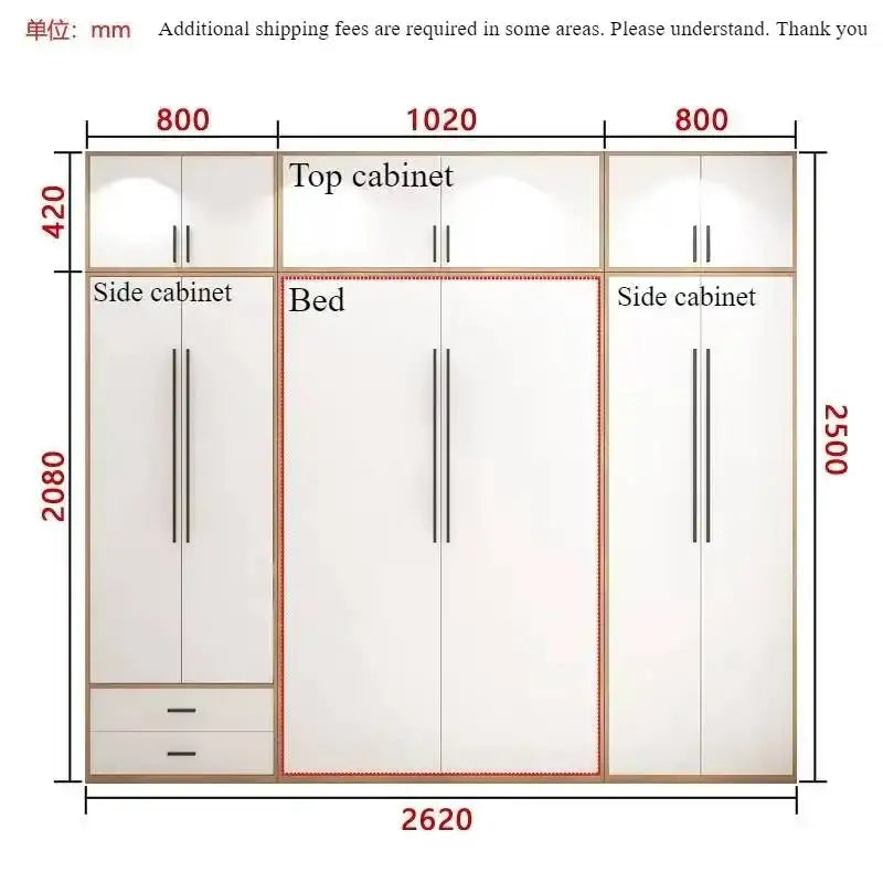 Full Murphy Bed with Closet Organizer with Drawers, Space-Saving, Hidden Bed ,for Multipurpose Room
