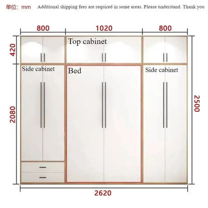 Full Murphy Bed with Closet Organizer with Drawers, Space-Saving, Hidden Bed ,for Multipurpose Room