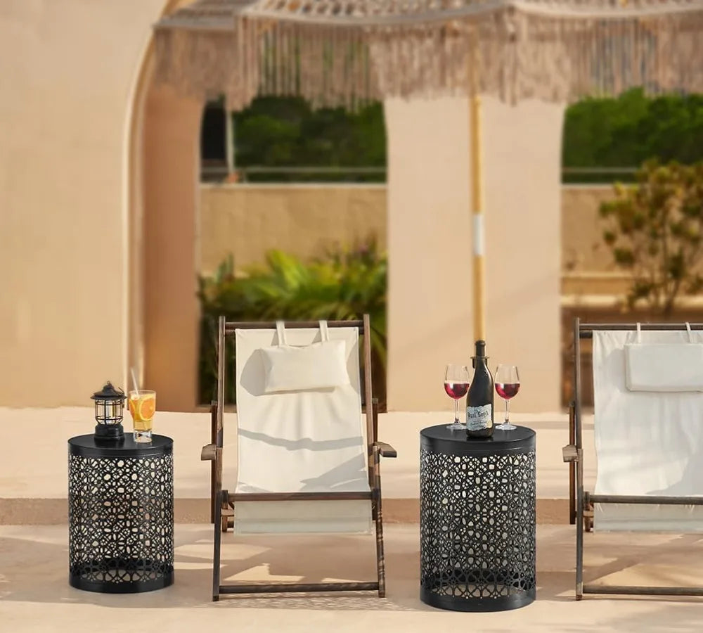 Set of 3 Black Round Nesting Tables, Multifunctional Coffee Table for Indoor Outdoor Use, Free Shipping from US