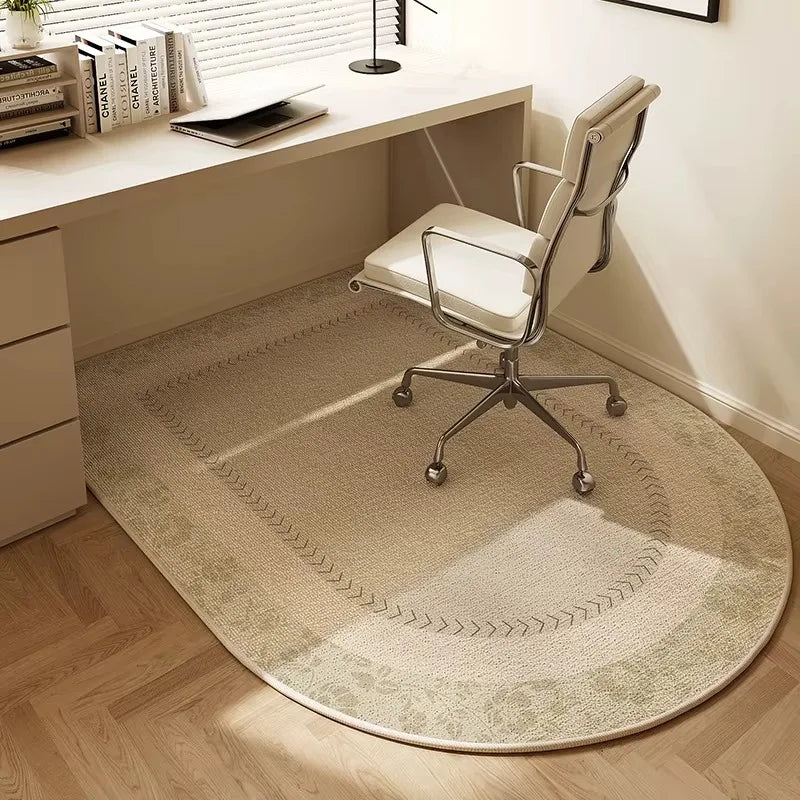 Chair Floor Mat, Study ,Bedroom ,Beige Striped Rug,  Anti-slip Area Rug