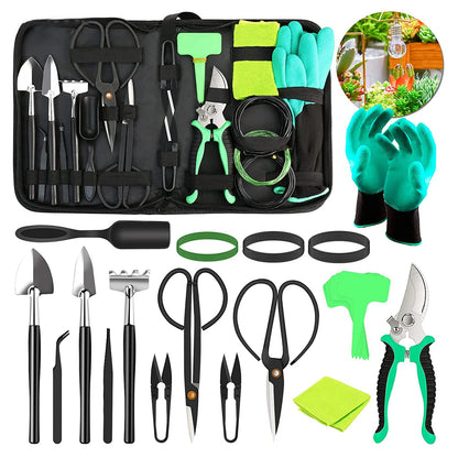 Bonsai Tree Set 24 Piece Bonsai Tool Set, High Carbon Steel, Including Pruning instructions