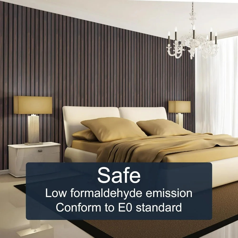 Wood Panels for Wall, 4-Piece 96" x 12.6" Soundproof Wood Slat Wall Panel for Interior Wall Decor Noise Cancelling