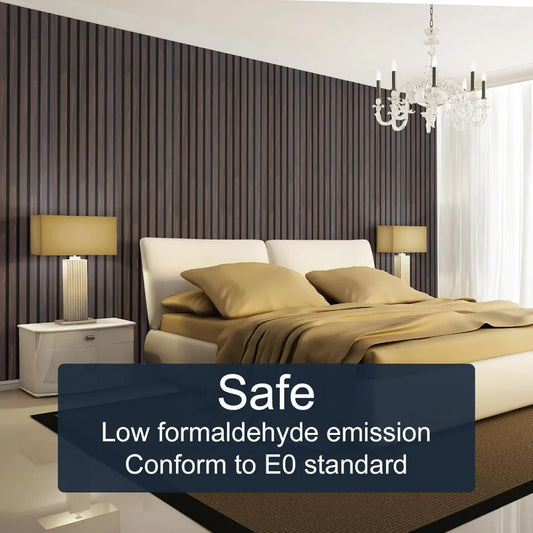 Wood Panels for Wall, 4-Piece 96" x 12.6" Soundproof Wood Slat Wall Panel for Interior Wall Decor Noise Cancelling