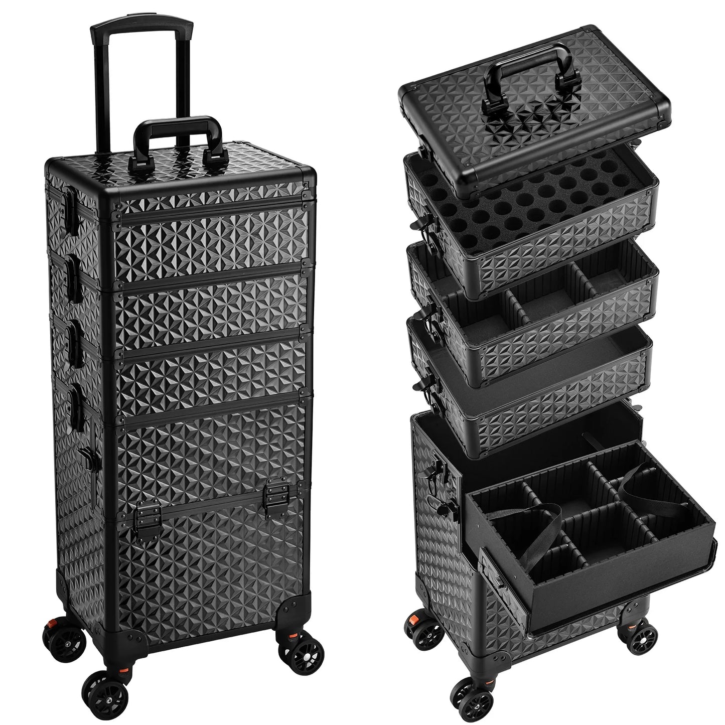 Cosmetology Case On Wheels Professional Makeup Case Cosmetic Briefcase With Wheels