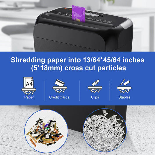 6-Sheet Cross Cut Paper Shredder, 3.4 Gal -Wastebasket
