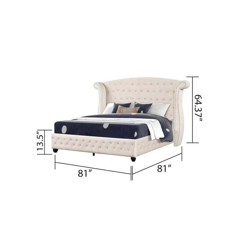 5 Pc Bedroom Set, Wood, Cream Color