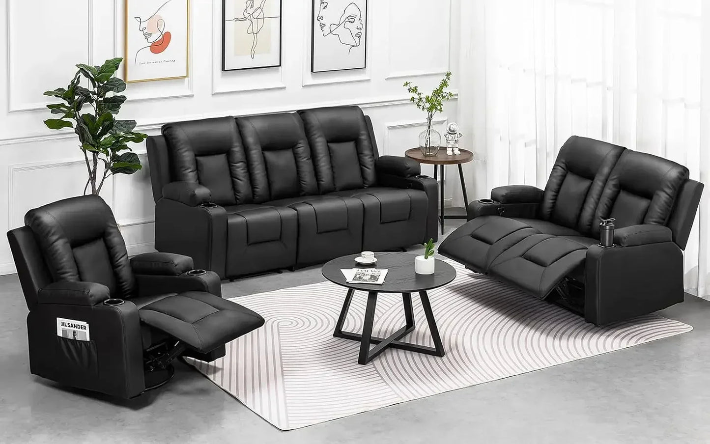 Hot sales, Recliner Chair Set, Leather Recliner Living Room Furniture Sets, Recliner Sofa Loveseat