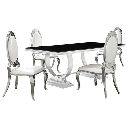 Creamy White and Chrome 5-Piece Dining Set