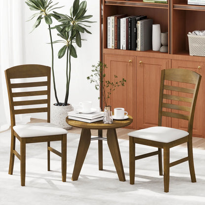 Wood Dining Chairs Set of 2 Fabric Upholstered Side Chairs wi/ Rubber Wood Frame