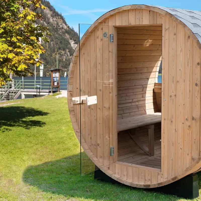Luxury, Home Sauna, 4-Person Barrel Style with Harvia Heater