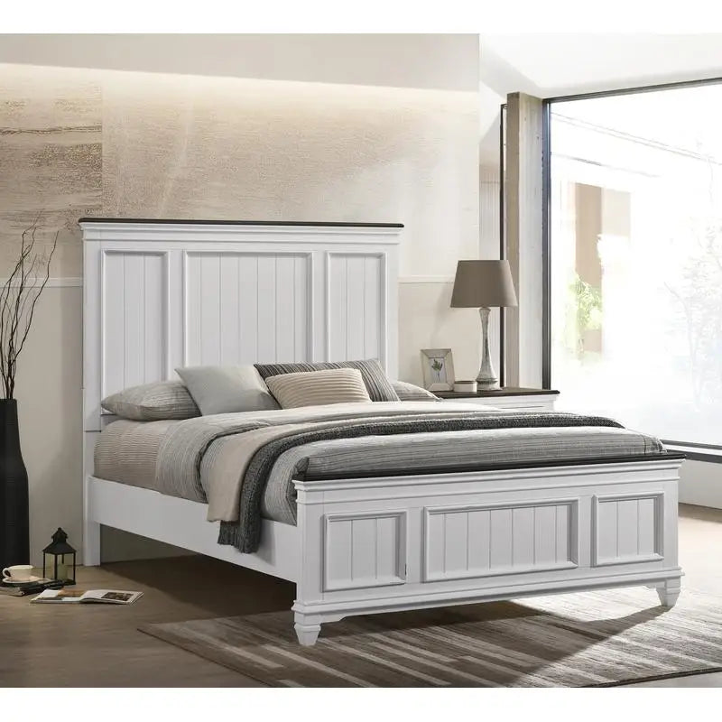 5-Piece Wood Bedroom Set with Shiplap Panel Queen Bed, Dresser, Mirror, Nightstand, and Chest