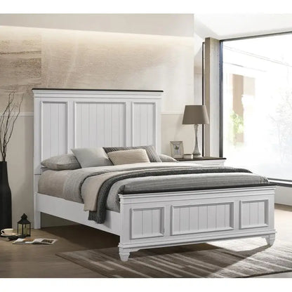 5-Piece Wood Bedroom Set with Shiplap Panel Queen Bed, Dresser, Mirror, Nightstand, and Chest
