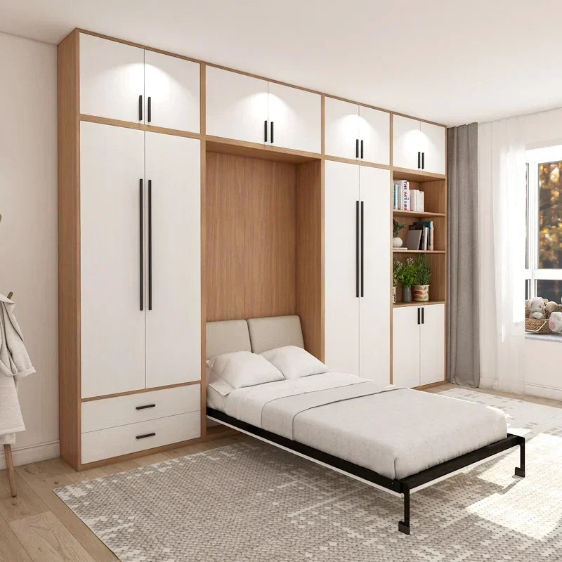 Full Murphy Bed with Closet Organizer with Drawers, Space-Saving, Hidden Bed ,for Multipurpose Room
