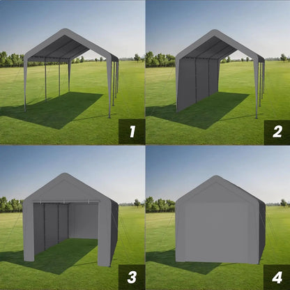 10x20 Heavy Duty Portable Garage w/Removable Sidewalls & Roll-Up Door Car Canopy Party Tents Waterproof UV Resistant