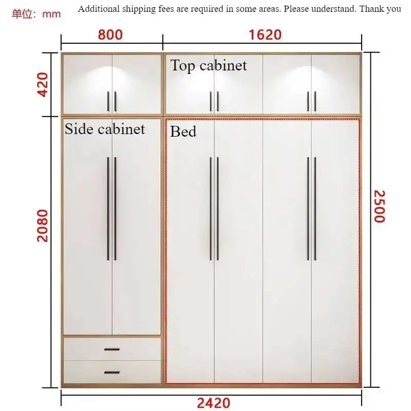 Full Murphy Bed with Closet Organizer with Drawers, Space-Saving, Hidden Bed ,for Multipurpose Room