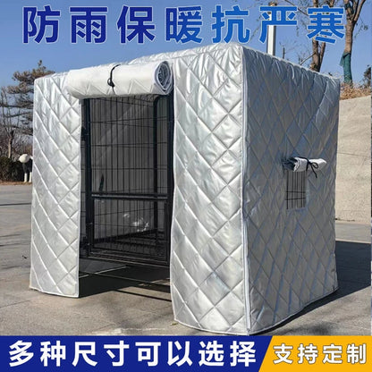 Waterproof Dog Cage Winter Outdoor shelter for Double Layer Warmth, Ox Cloth Material