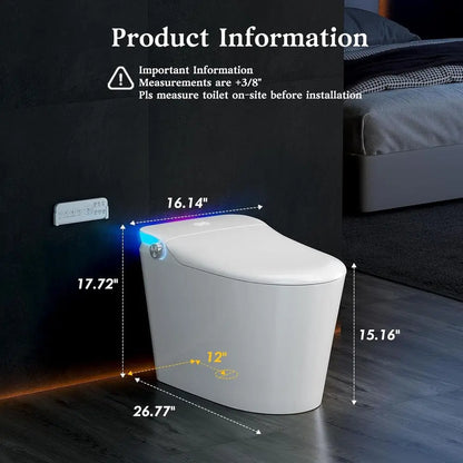 Smart Toilet with Bidet Built in, with Heated Seat and Night Light, Tankless Toilet for Bathroom, One Piece