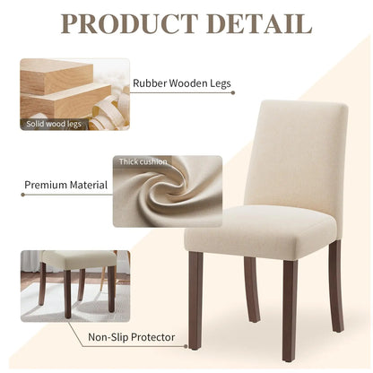 Dining Chairs Set of 6, Modern Dining Room Chairs with Wooden Legs, Upholstered Kitchen Farmhouse Parsons Chairs, Customized