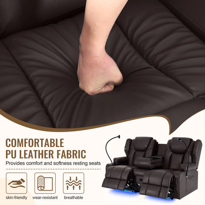 Loveseat Electric Recliner Sofa for Seniors, Massage & Heat,Dual Motor,350LBS Capacity,Cat-Claw Leather,For Living Room