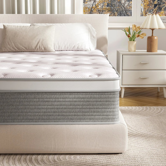 Twin XL Mattress, 12 Inch Twin XL Mattress in a Box Hybrid Design for Cooling Sleep Pressure Relief