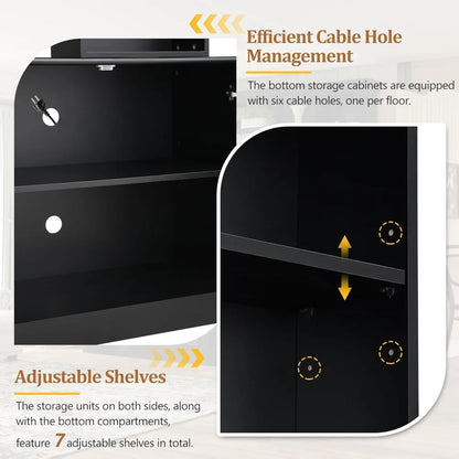 4-Piece Wall Unit Entertainment Center with Bookshelves for TVs up to 70,TV Stand