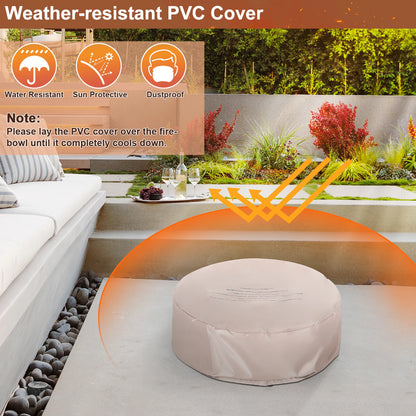 7PCS Patio Rattan Wicker Furniture Set Gas Fire Pit, Table, Sofa Cushion Chairs