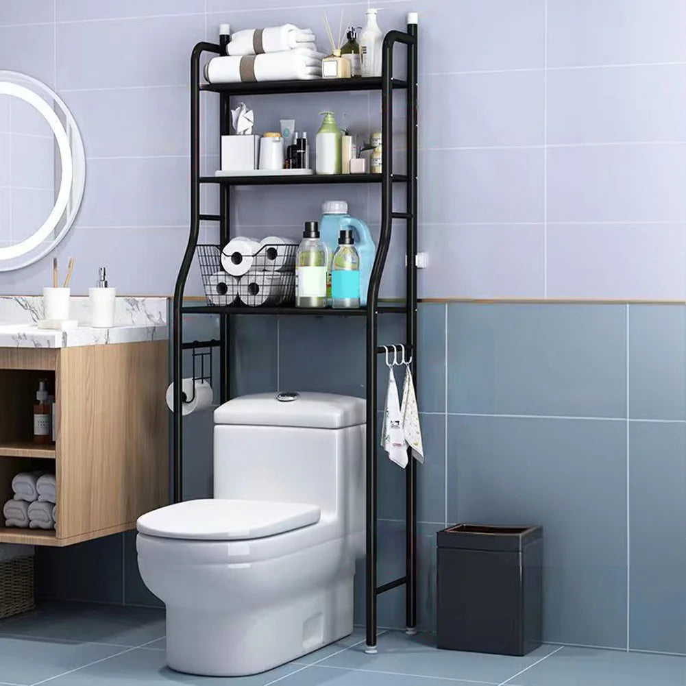 Over Toilet Storage Shelf, Freestanding, Metal Bathroom Shelves with Paper Holder