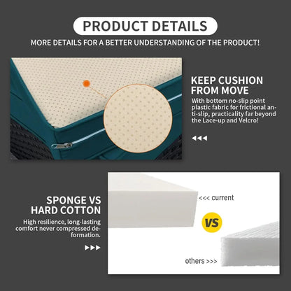 [Best Seller!]Patio Furniture Set 7 Pieces Couch, Outdoor Chairs, Coffee Table, Peacock Blue Anti-Slip Cushions and Waterproof