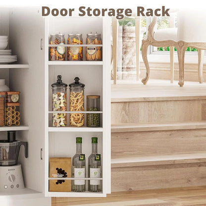 Farmhouse Kitchen Pantry Cabinet,  Hutch, Tall Food Pantry Cabinet with Storage Drawers