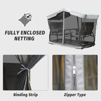 4-Seat Outdoor Glider Benches with Canopy, Retro Metal Glider Chair with Aluminum Frame, Patio Swing Chair