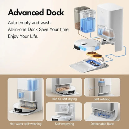 P10 Pro Ultra Robot Vacuum, 13,000Pa Suction, 140°F Hot Water, Washing & Drying, Dual Spinning Extendable Mop