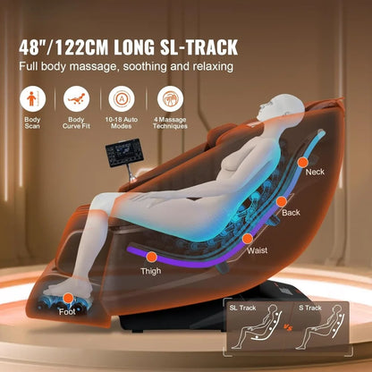 Full Body Massage Chair, SL-Track Zero Gravity Massage Recliner, 3D Shiatsu, Body Scan, Heating, Bluetooth Speaker