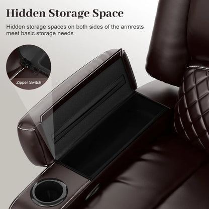 Recliner Sofa, Manual Reclining Loveseat with Removable Armrest, Faux Leather