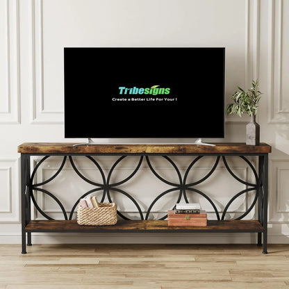 70.9" Narrow 2-Tier Industrial Console Sofa Table with Storage for Entryway Living Room Hallway