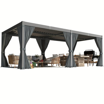 10x20FT Adjustable Louvered Pergola, Aluminum Frame & Waterproof Roof All Weather Rust-Resistant Gazebo