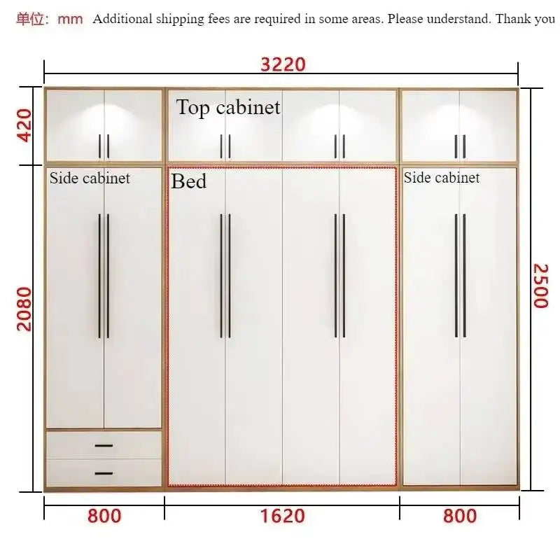 Full Murphy Bed with Closet Organizer with Drawers, Space-Saving, Hidden Bed ,for Multipurpose Room