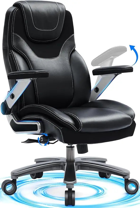 Big and Tall Office Chair , Adjustable Arms, 600lbs, Fabric and PU Leather, Ergonomic Executive Office Chair