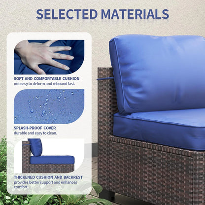 7-Piece PE Rattan Sectional Patio Set, Wicker Outdoor Sofa With Cushions & Glass Coffee Table