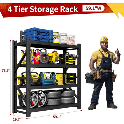 5000LBS Heavy Duty Garage Shelving Units, Adjustable Storage Shelves, Metal Storage Racks Industrial Shelving Utility