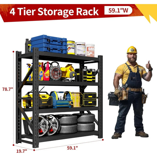 5000LBS Heavy Duty Garage Shelving Units, Adjustable Storage Shelves, Metal Storage Racks Industrial Shelving Utility